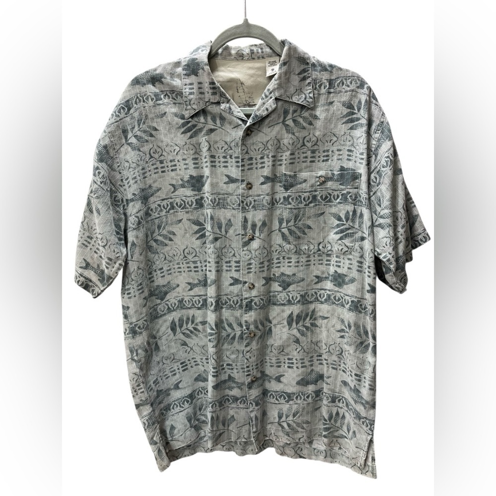 Tiki ethnic tribal Bugle Boy casual beachy vintage button down shirt-M
